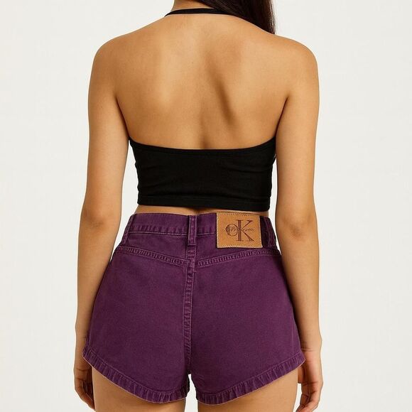 Vintage 90s 1990s Calvin Klein purple high waisted high rise shorts size 5 - Picture 1 of 6